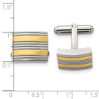 Stainless Steel Polished Yellow IP-plated Cufflinks for Men
