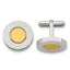 Chisel Stainless Steel Polished Yellow IP-plated Circle Cufflinks