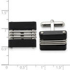 Stainless Steel Brushed and Polished Black IP-plated Cufflinks for Men
