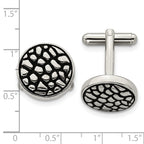 Stainless Steel Antiqued Polished and Textured Circle Cufflinks for Men