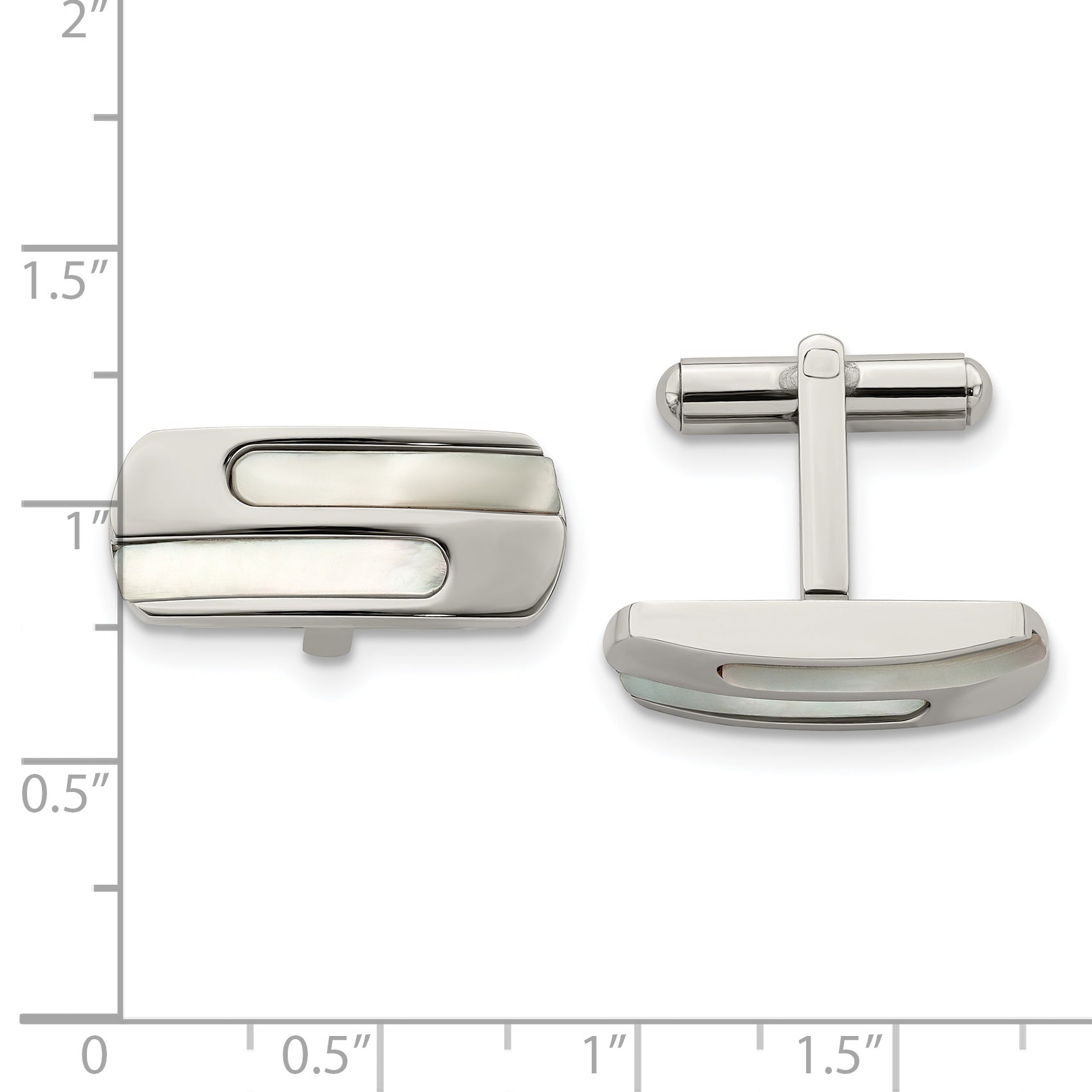 Stainless Steel Polished Mother of Pearl Cufflinks for Men