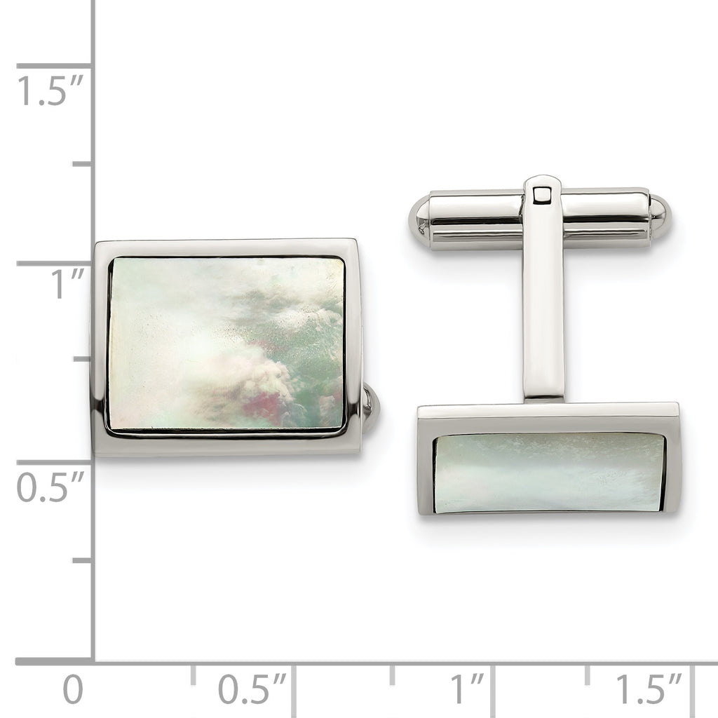 Stainless Steel Polished Mother Of Pearl Cufflinks for Men