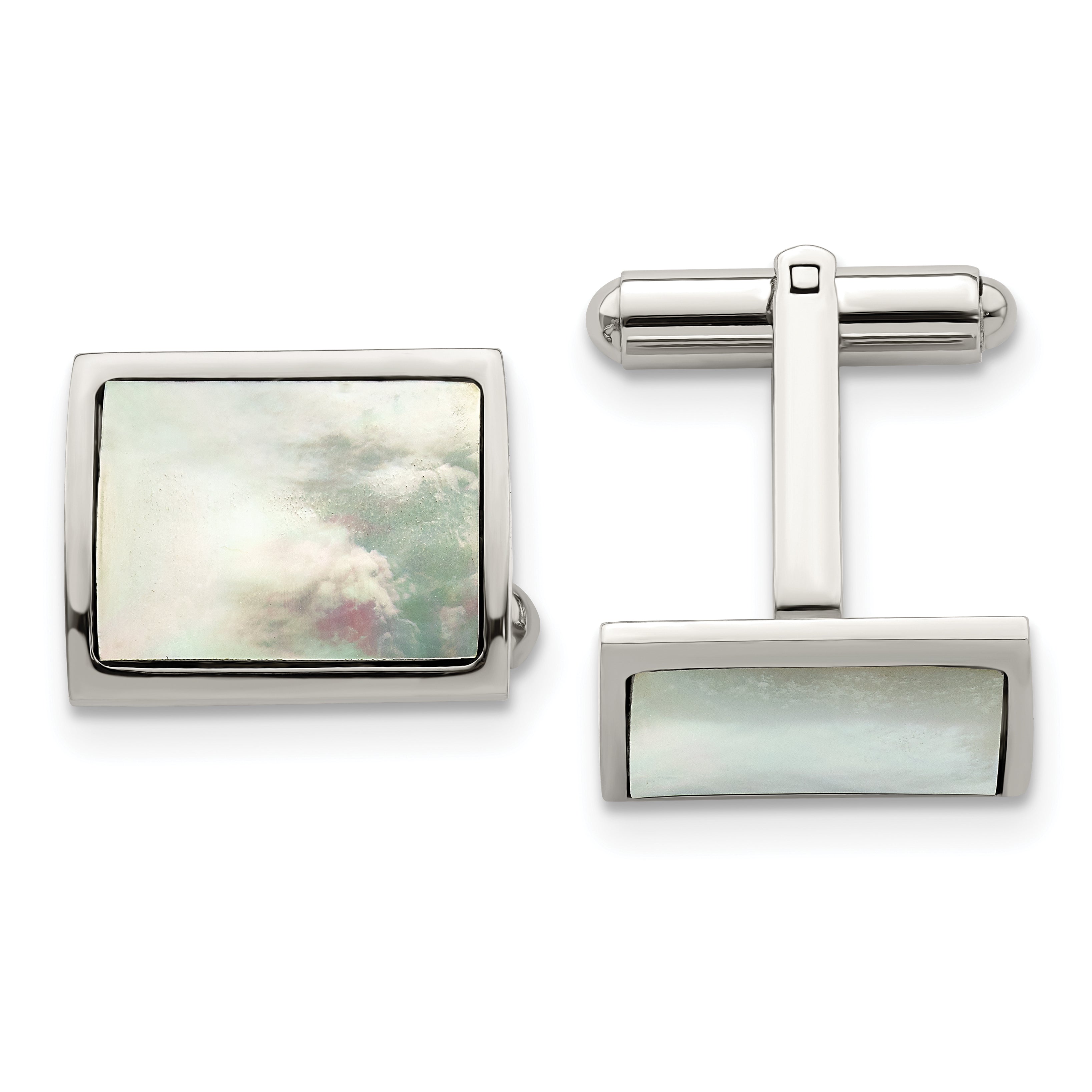 Chisel Stainless Steel Polished Mother Of Pearl Cufflinks Main image