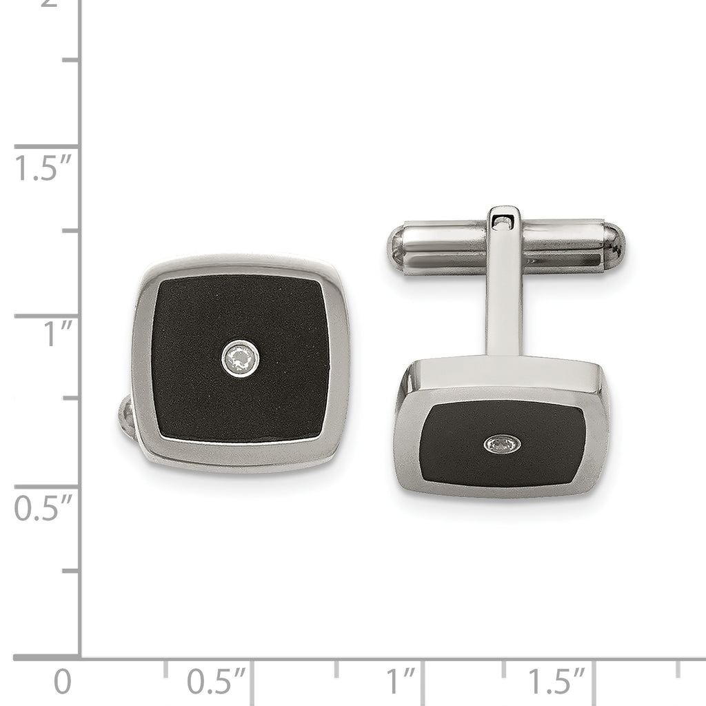 Stainless Steel Polished Enameled Cubic Zirconia Cufflinks for Men