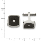 Stainless Steel Polished Enameled Cubic Zirconia Cufflinks for Men