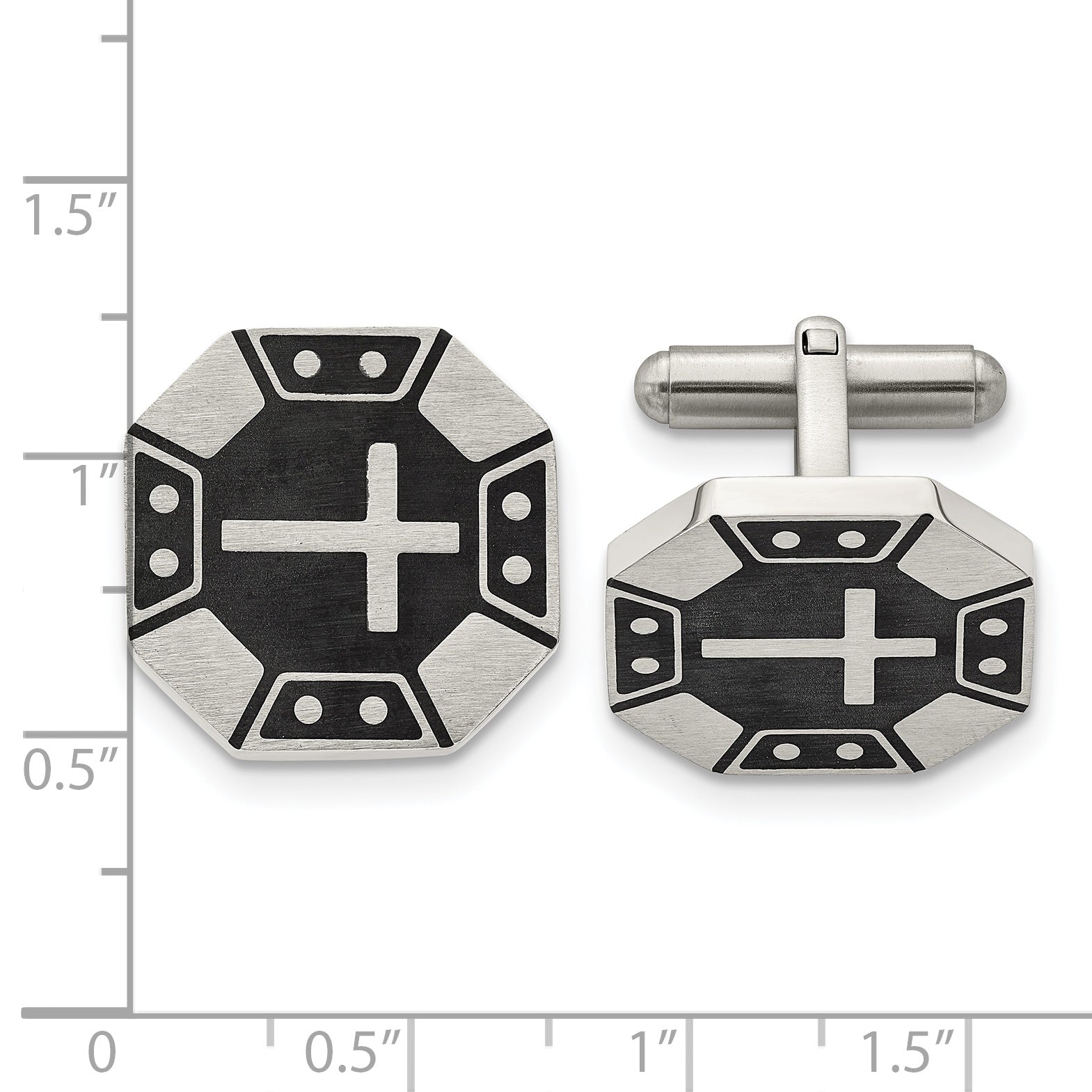 Brushed Stainless Steel Black Cross Cuff Links Secondary image