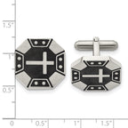 Chisel Stainless Steel Brushed Black IP-plated Cross Cufflinks