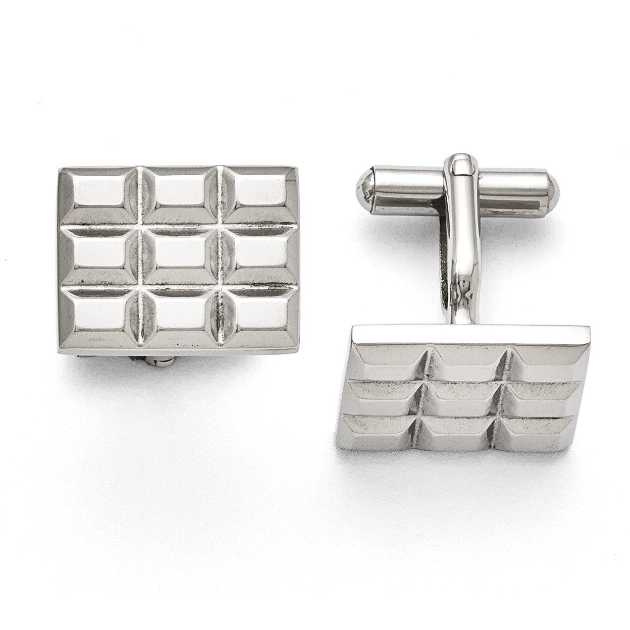 Stainless Steel Grooved and Polished Cufflinks for Men Main image