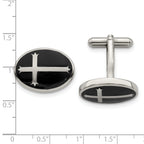 Stainless Steel Polished Enameled Cross Circle Cufflinks for Men