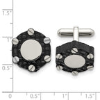 Stainless Steel Brushed and Polished Carbon Fiber Cufflinks for Men