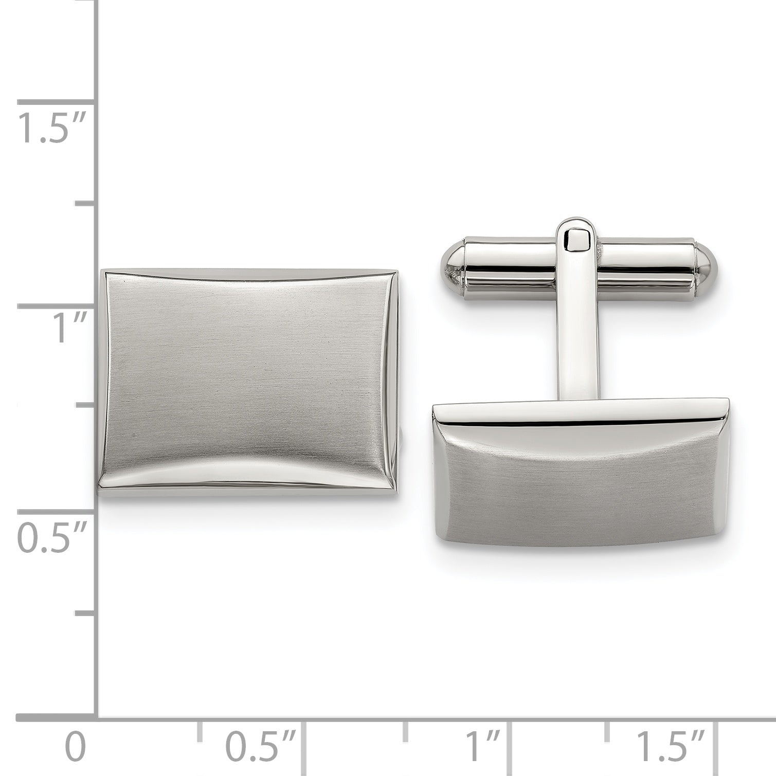 Stainless Steel Brushed & Polished Rectangle Cuff Links Secondary image