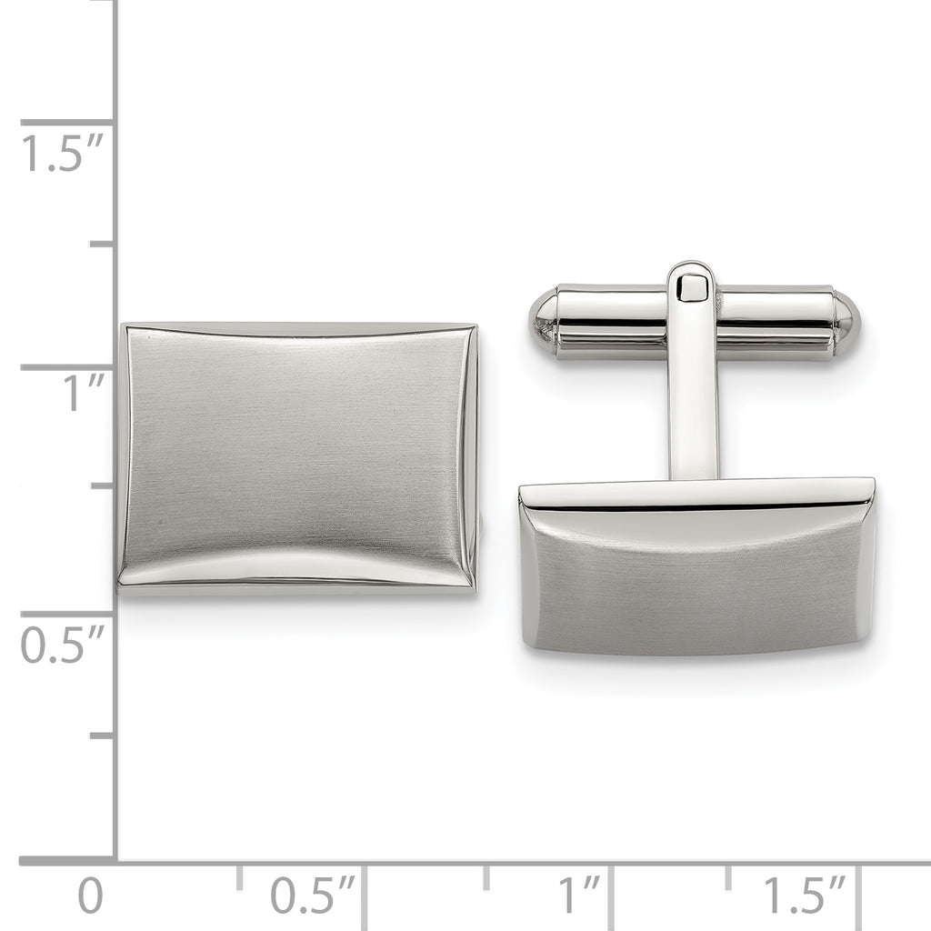 Stainless Steel Brushed and Polished Rectangle Cufflinks for Men