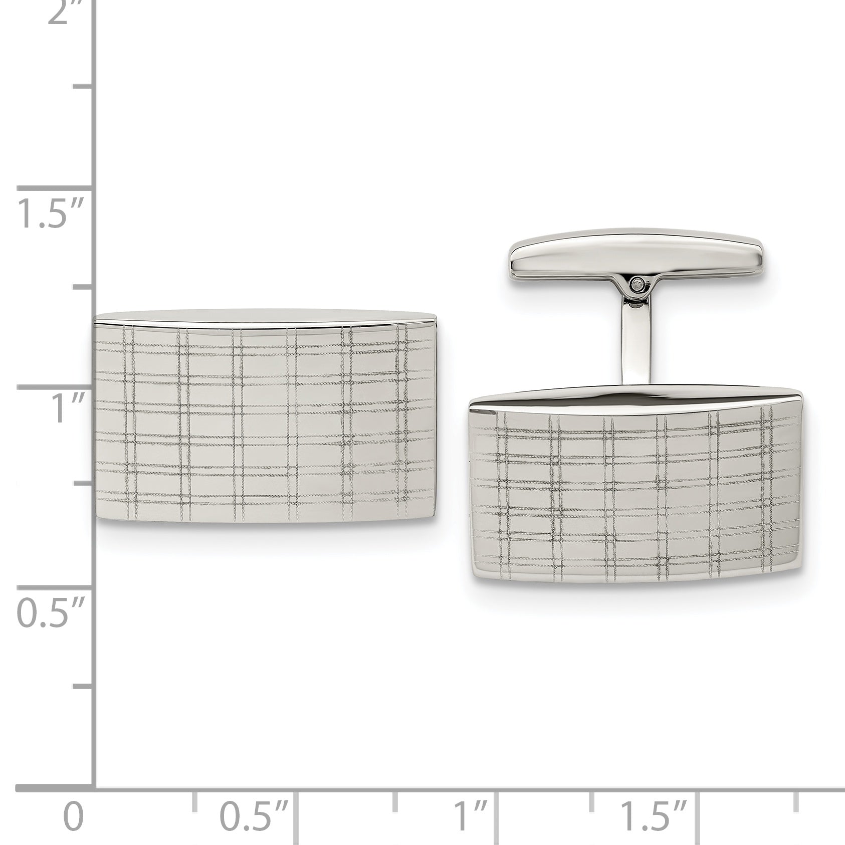 Laser-Design Rectangle Cufflinks in Stainless Steel Secondary image