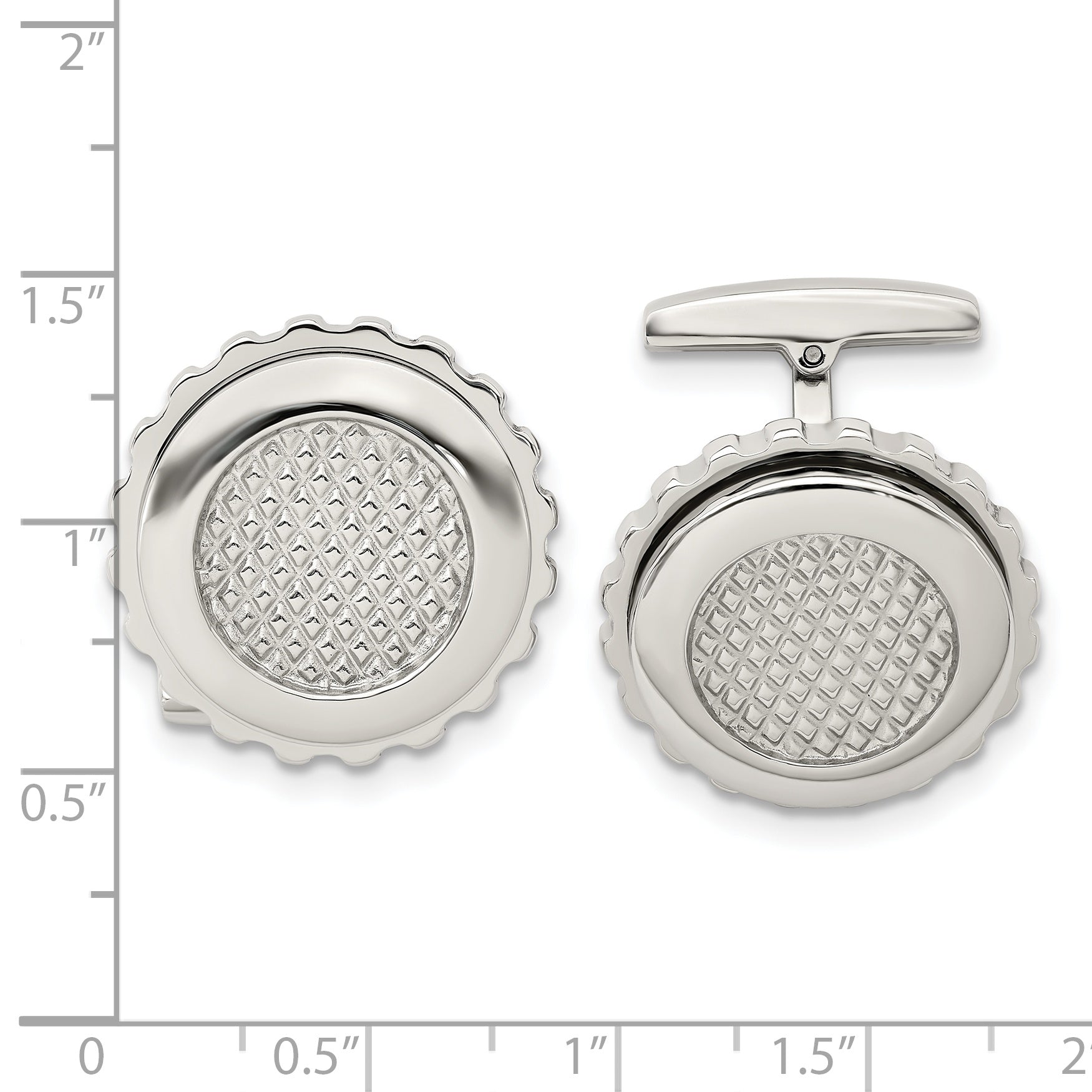Stainless Steel Polished and Textured Round Cufflinks for Men