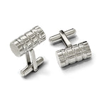 Stainless Steel Polished Grooved Cylinder Cufflinks for Men