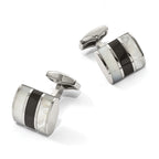 Stainless Steel Polished Mother Of Pearl and Black Onyx Cufflinks for Men