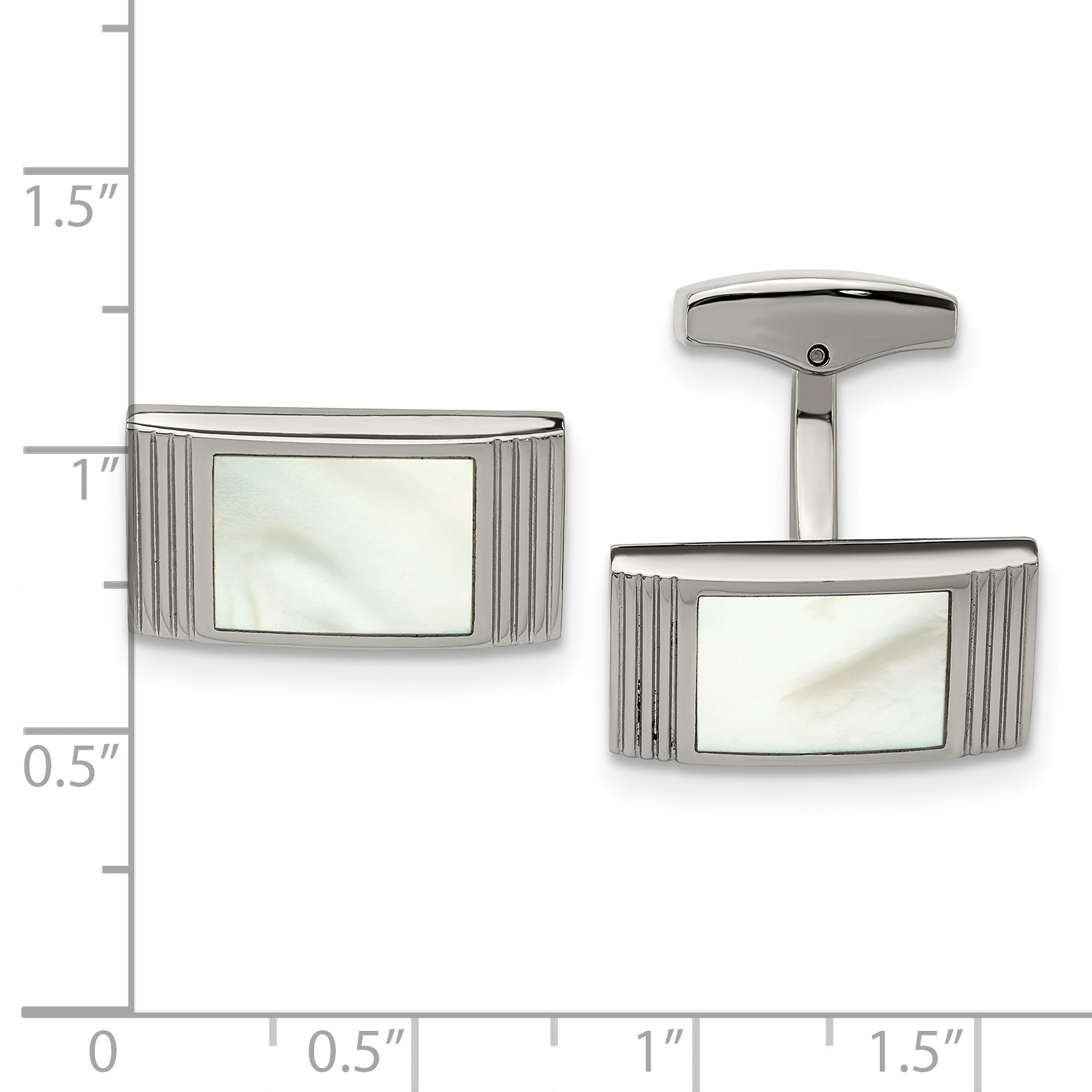 Mother of Pearl Rectangle Cufflinks in Stainless Steel Secondary image