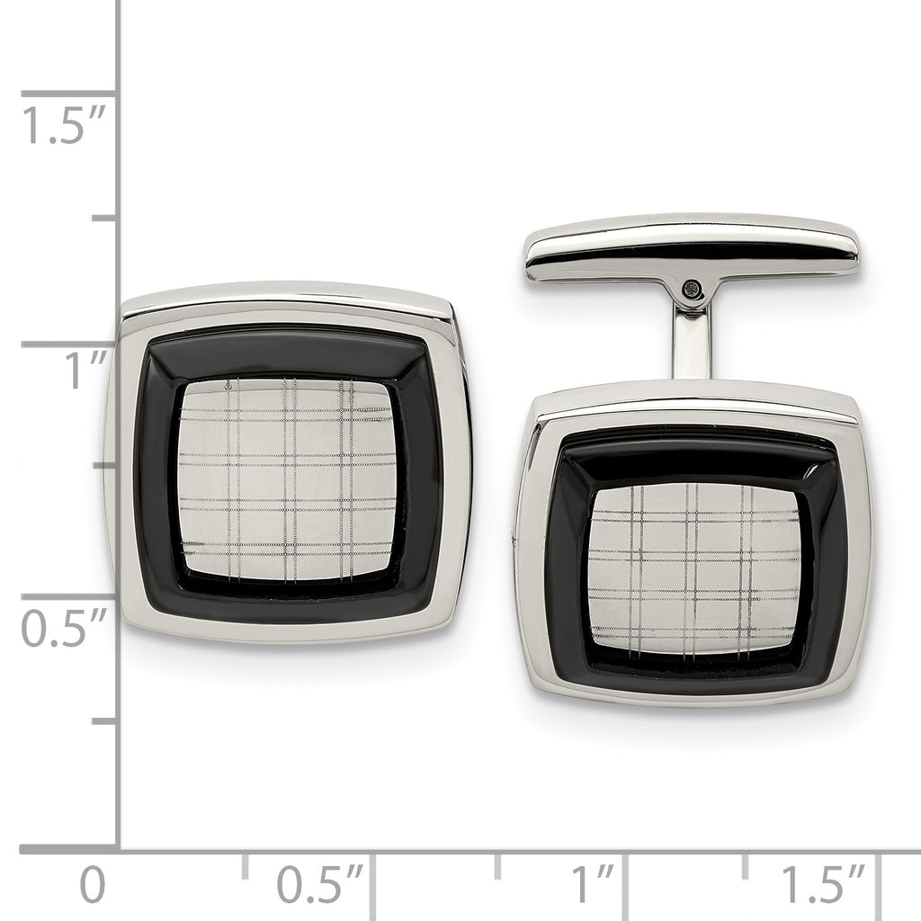 Stainless Steel Polished Black IP-plated Cufflinks for Men
