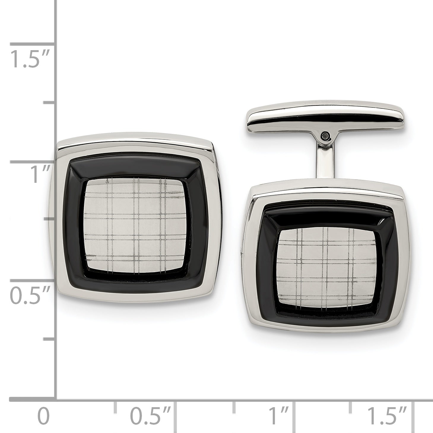 Stainless Steel Polished Black IP-plated Cufflinks for Men