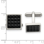Stainless Steel Polished Black IP-plated Studded Cufflinks for Men