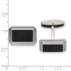 Stainless Steel Brushed and Polished Black IP-plated Cufflinks for Men