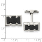 Stainless Steel Brushed and Polished Black IP-plated Cufflinks for Men
