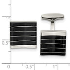 Stainless Steel Polished Black Cat's Eye Square Cufflinks for Men