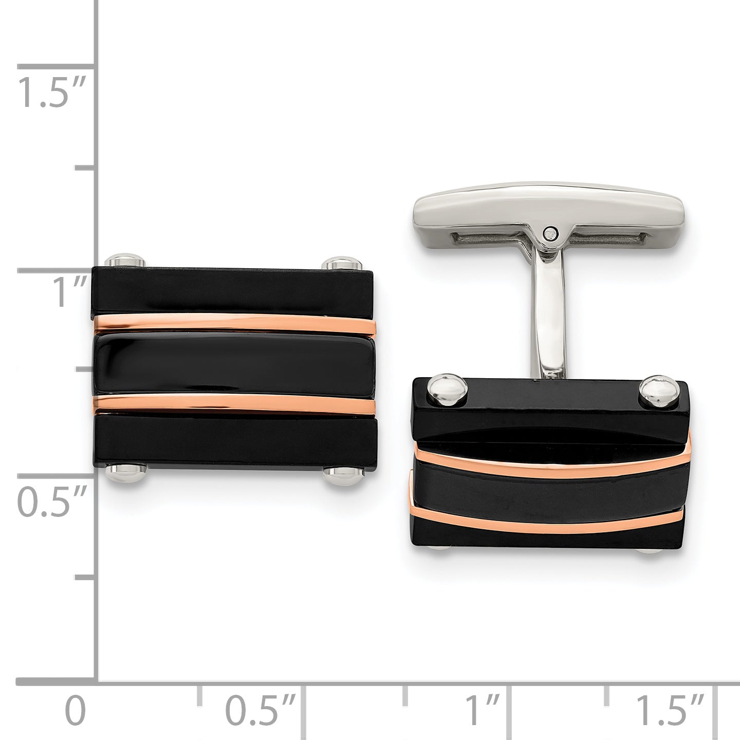 Stainless Steel Polished Black and Rose IP-plated Cufflinks for Men