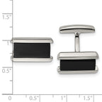 Stainless Steel Polished Black IP-plated Rectangle Cufflinks for Men