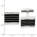 Stainless Steel Polished Black Cat's Eye Rectangle Cufflinks for Men