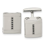 Stainless Steel Polished Black CZ Cufflinks