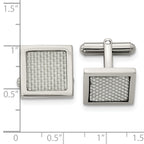 Stainless Steel Polished with Grey Carbon Fiber Inlay Square Cufflinks for Men