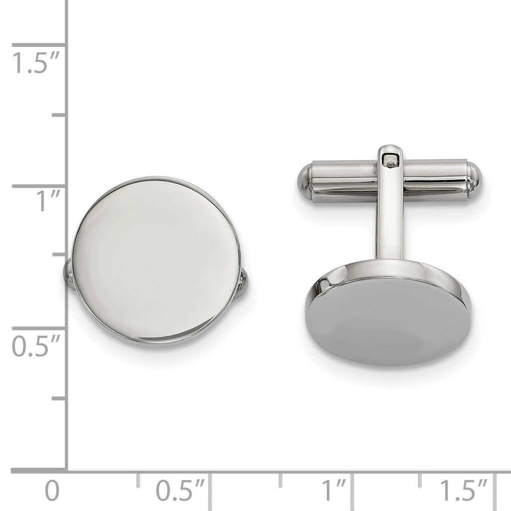 Stainless Steel Polished Circle Cufflinks for Men