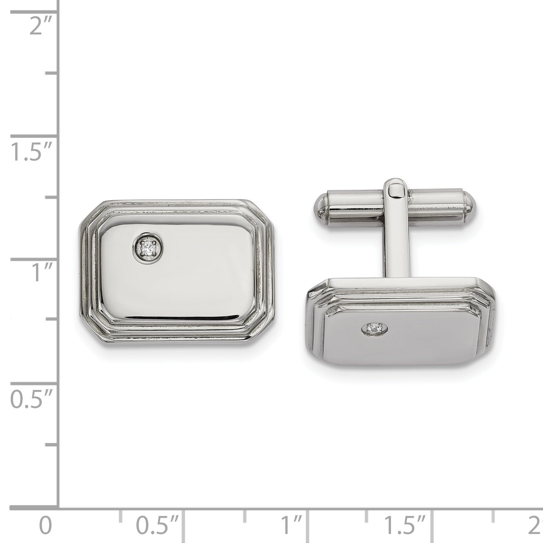 Stainless Steel Polished with Cubic Zirconia Cufflinks for Men