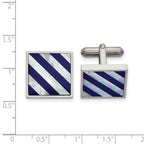 Stainless Steel Polished with Mother of Pearl and Blue Shell Inlay Cufflinks for Men