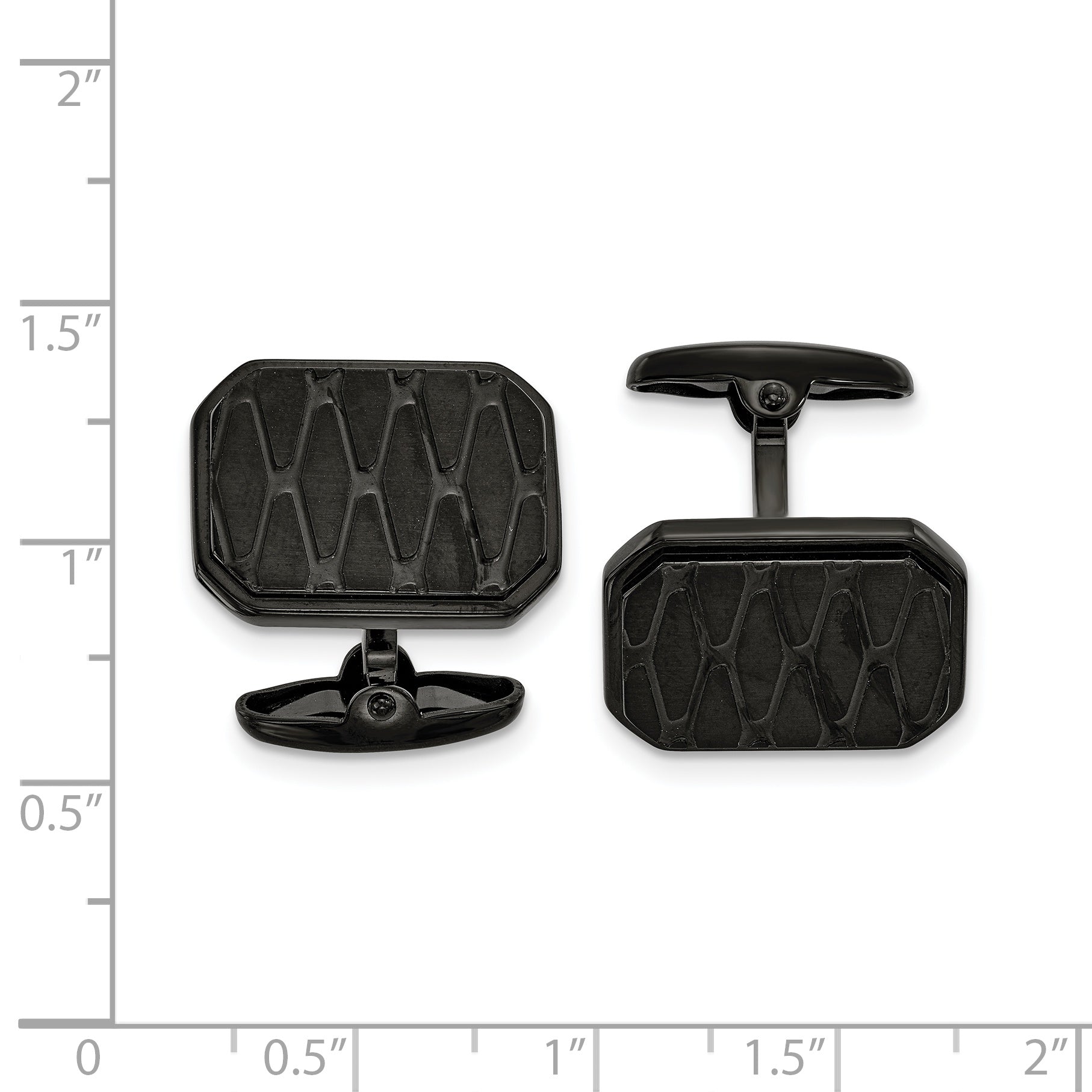 Stainless Steel Brushed & Polished Black Cuff Links Secondary image