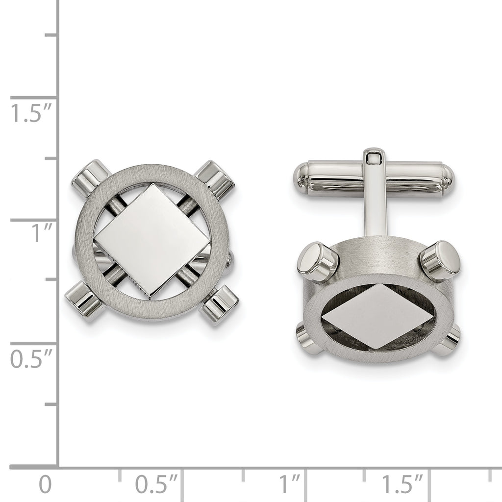 Stainless Steel Brushed and Polished Cufflinks for Men