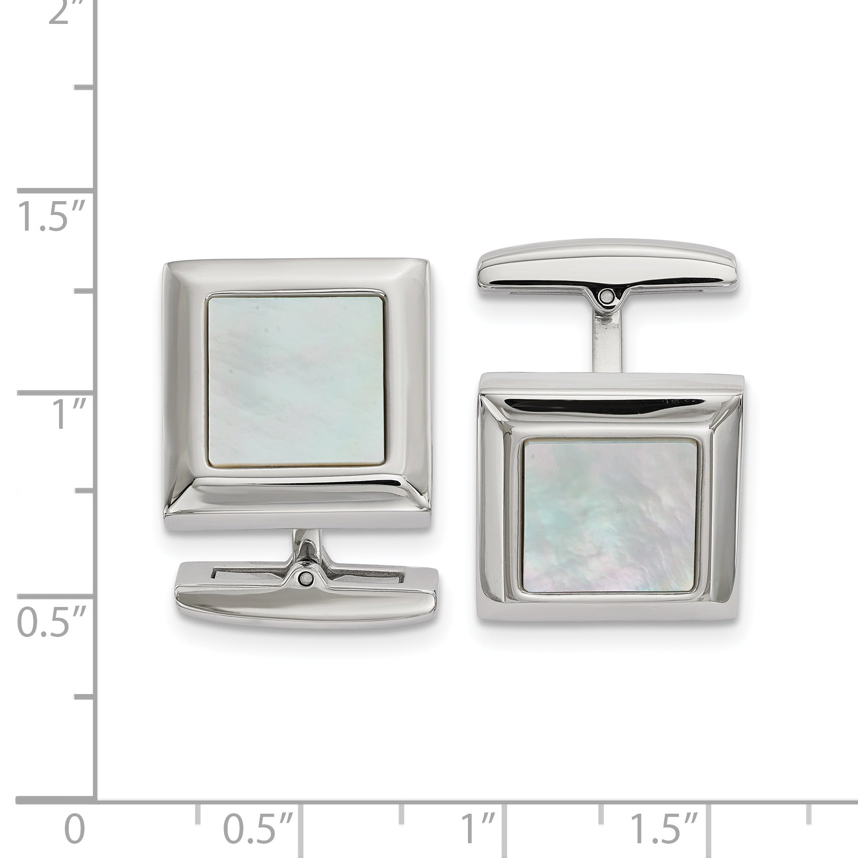 Chisel Stainless Steel Polished Mother of Pearl Square Cufflinks Secondary image