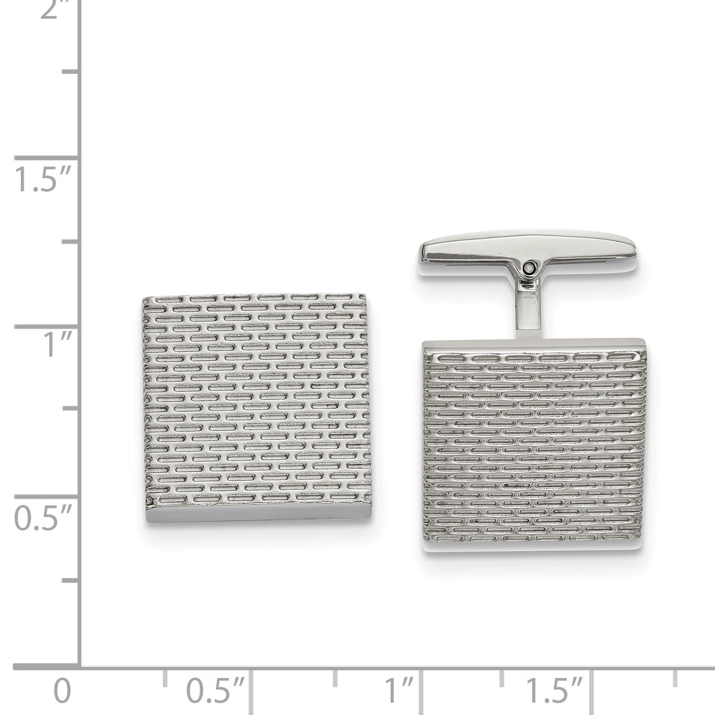 Stainless Steel Polished and Textured Square Cufflinks for Men