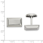 Stainless Steel Polished and Textured Rectangle Cufflinks for Men