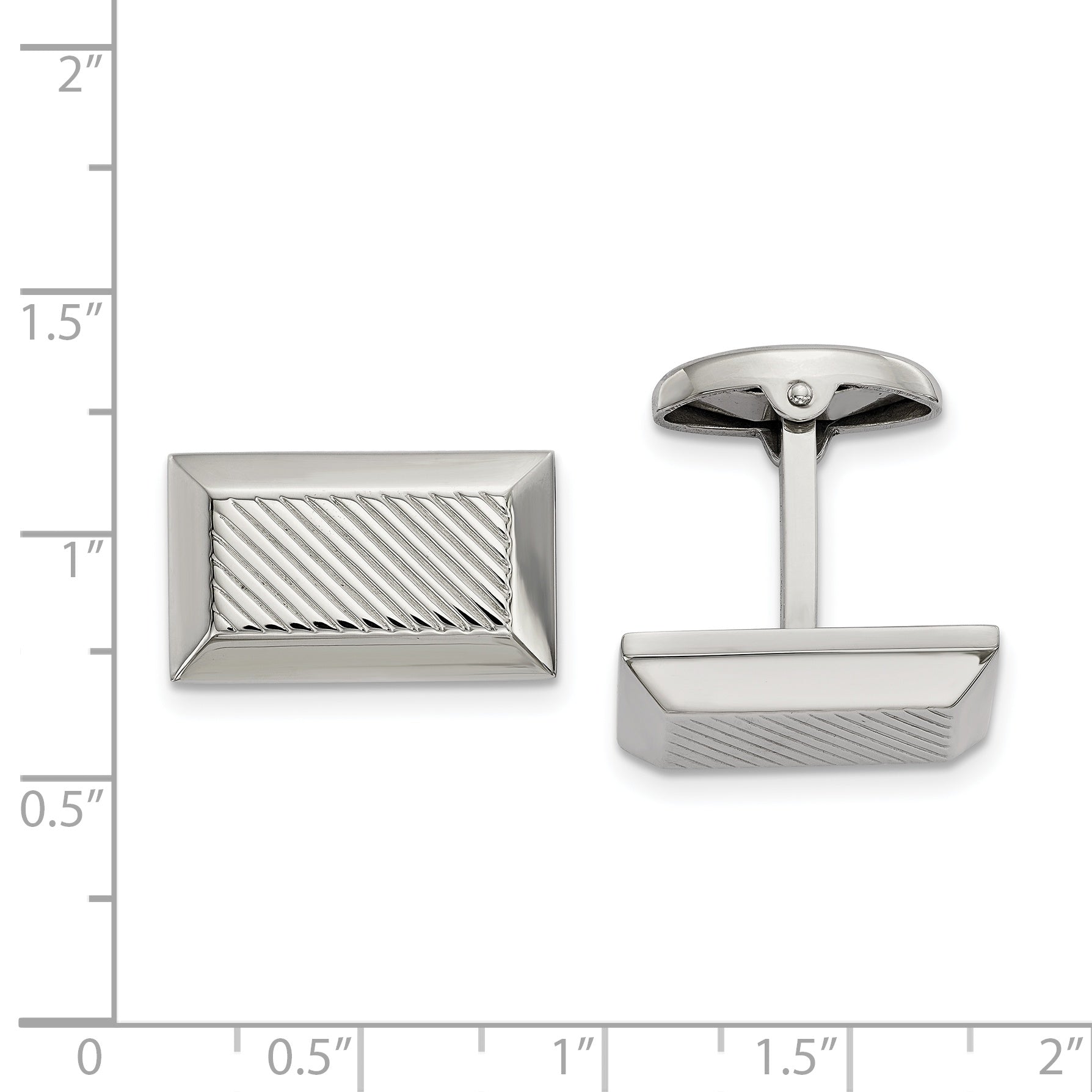Stainless Steel Polished and Textured Rectangle Cufflinks for Men