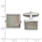 Stainless Steel Polished and Textured Rainbow Anodized Square Cufflinks for Men