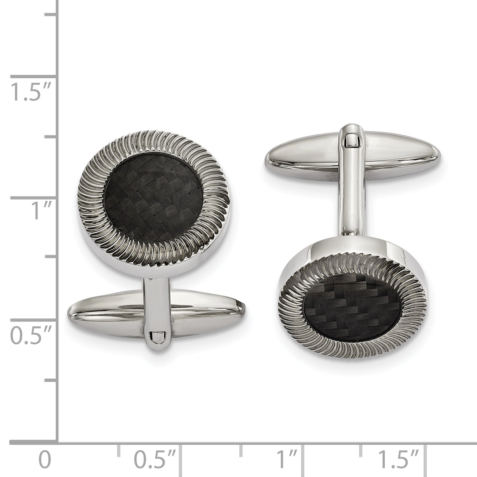 Stainless Steel & Black Carbon Fiber Inlay Cuff Links Secondary image