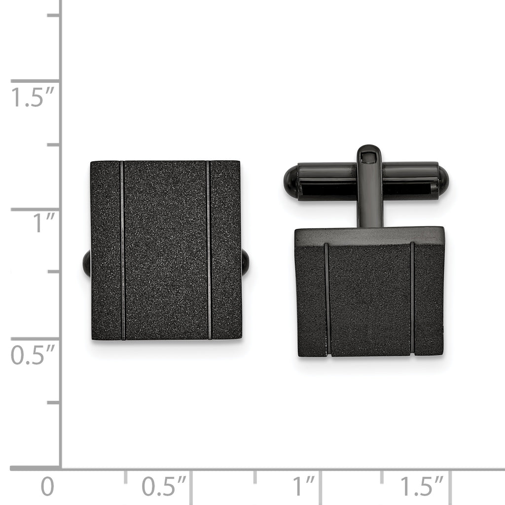 Stainless Steel Polished Black IP-plated Laser cut Cufflinks for Men