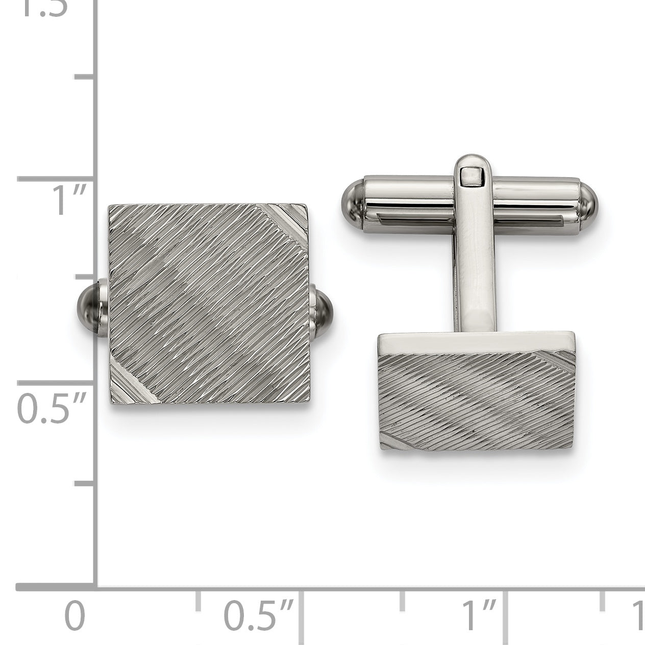 Stainless Steel Polished Textured Square Cuff Links Secondary image