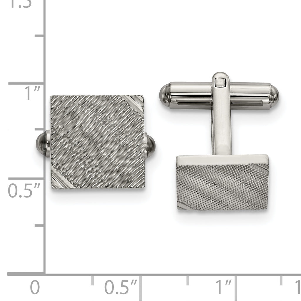 Stainless Steel Polished and Textured Square Cufflinks for Men
