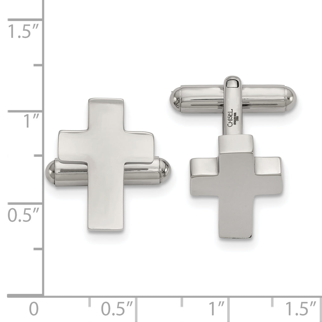 Stainless Steel Polished Cross Cufflinks for Men