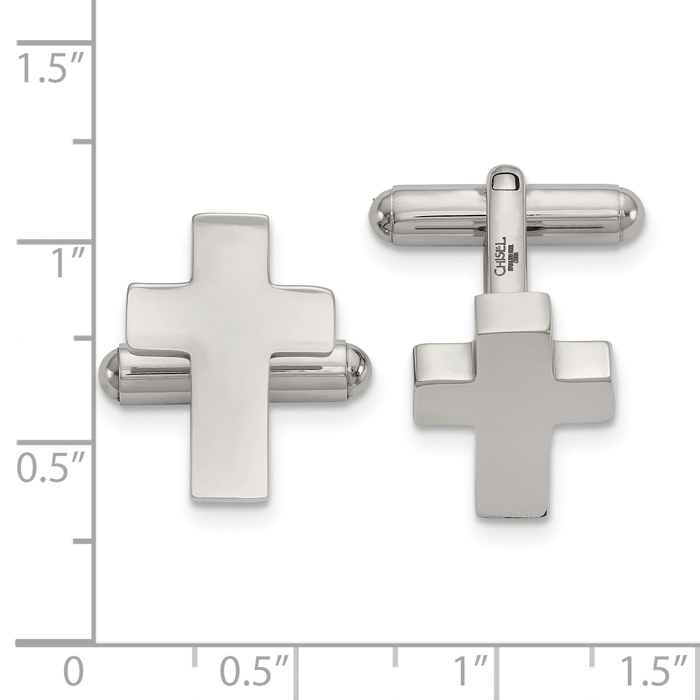 Stainless Steel Polished Cross Cufflinks for Men
