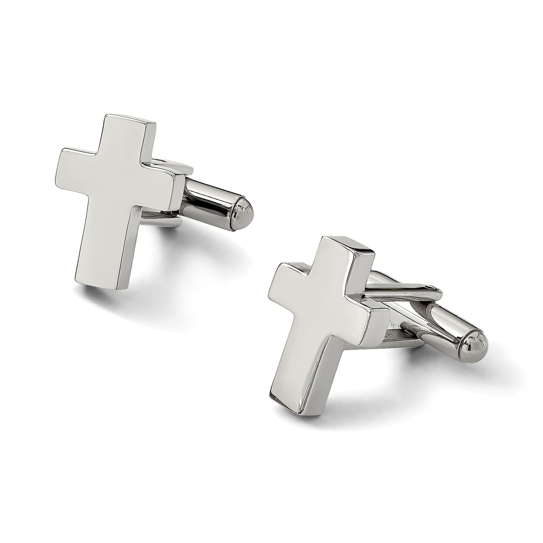 Stainless Steel Polished Cross Cufflinks for Men