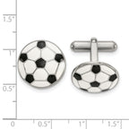 Stainless Steel Polished Enameled Soccer Ball Cufflinks for Men